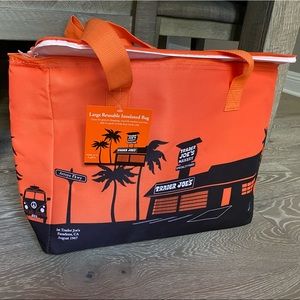 NWT Trader Joe's Orange insulated Shopping Bag zipper